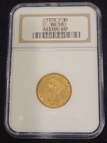 1878-S Liberty Head $5 Gold Half Eagle NGC AU58