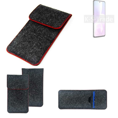 Filz Hülle für ZTE Voyage 20 Pro dunkelgrau roter Rand Case Tasche Schutz Hül