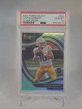 JUSTIN HERBERT 2020 Panini Select #344 Field Level Silver Rookie Card RC PSA 10. rookie card picture