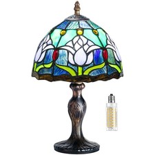 Stained Glass Table Lamp,Stained Glass Crystal Bead Style Table Light, Handmade