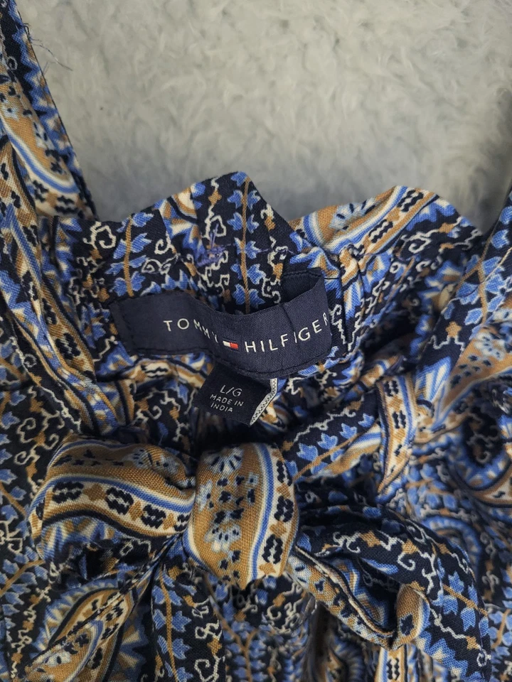 Tommy Hilfiger Mujer Mono Paisley L Azul Sin Mangas Pierna Ancha Boho Verano R Foto 4 de 4