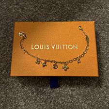 Louis Vuitton Gold Metal Cable Chain Charm Bracelet, Dangle Charms, Lobster