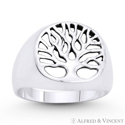 Tree-of-Life Knowledge Etz Chaim Religious Solid .925 Sterling Silver Charm Ring