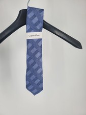 Calvin Klein Tie Men's One Size Blue Plaid Check Woven Pointed Dress Necktie