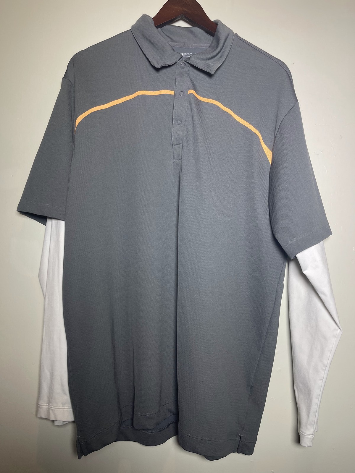 Polo With Long Sleeve Under Shirt Mens Xl Grey White Long Sl