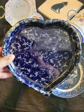Bennington Potters Blue Agate Heart Dish David Gil VT Studio Pottery MINT