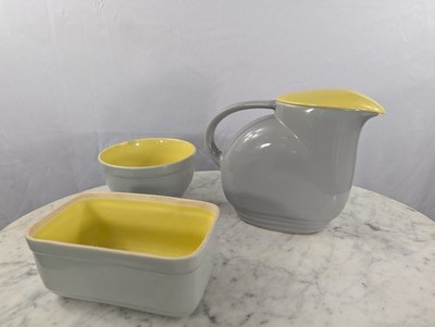 Vintage 1940s Hall Pottery GE Refrigerator Ovenware Dish Pitcher Bowl Pls Read