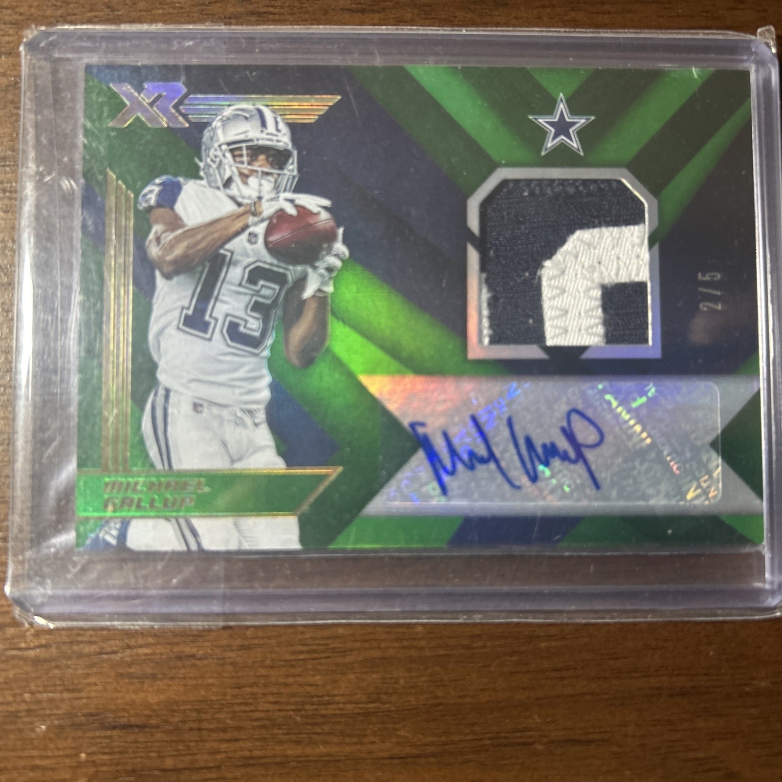 2019 Panini XR Michael Gallup Green Patch Autograph /5