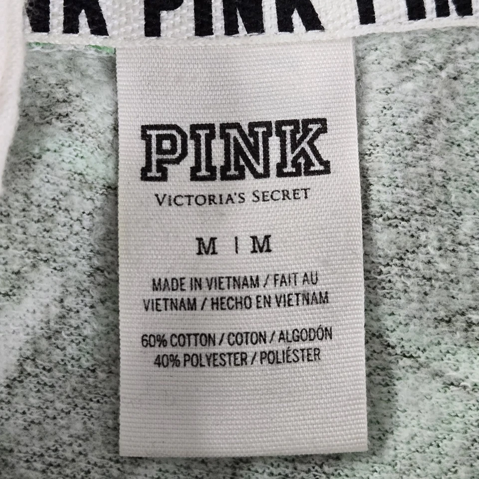 ROSA Victoria's Secret Mujer Sudadera M Blanco Cuarto Cremallera Floral Rayas Foto 4 de 4