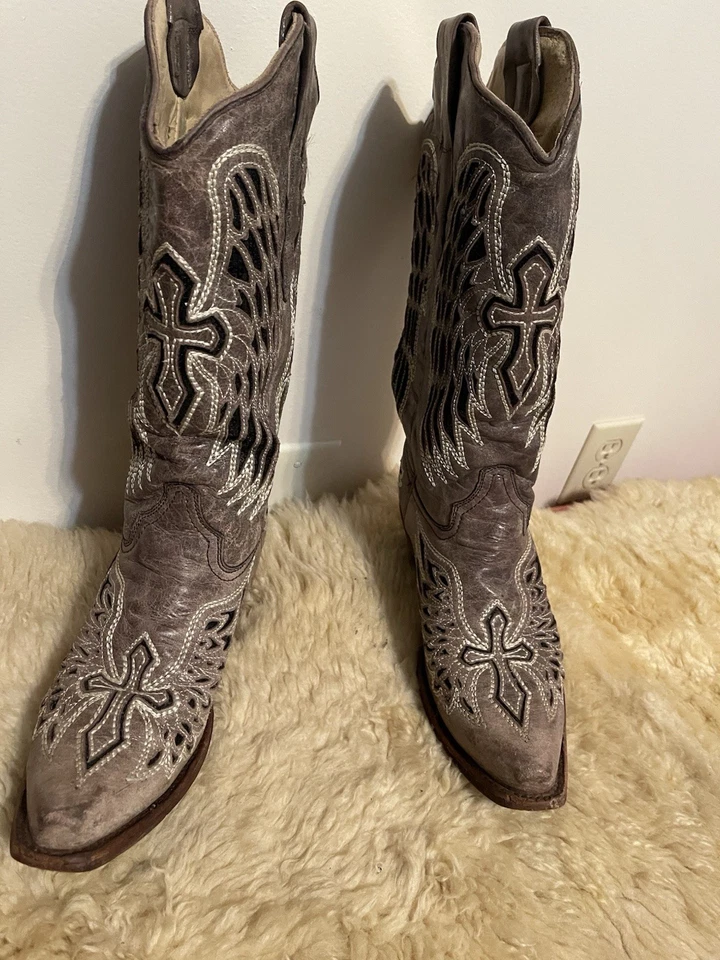 Corral Boots Ladies Sz9,Grey Sequined Cowgirl Pre-owned - Image 2 of 4