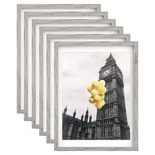 BSRHOMR 12x16 Gray Picture Frame 6-Pack w/ Mat for 11x14 Photos