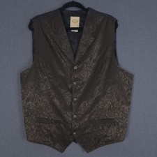 Wahmaker Silk Floral Western Vest Mens XL Single Breasted Cinch Back Waistcoat