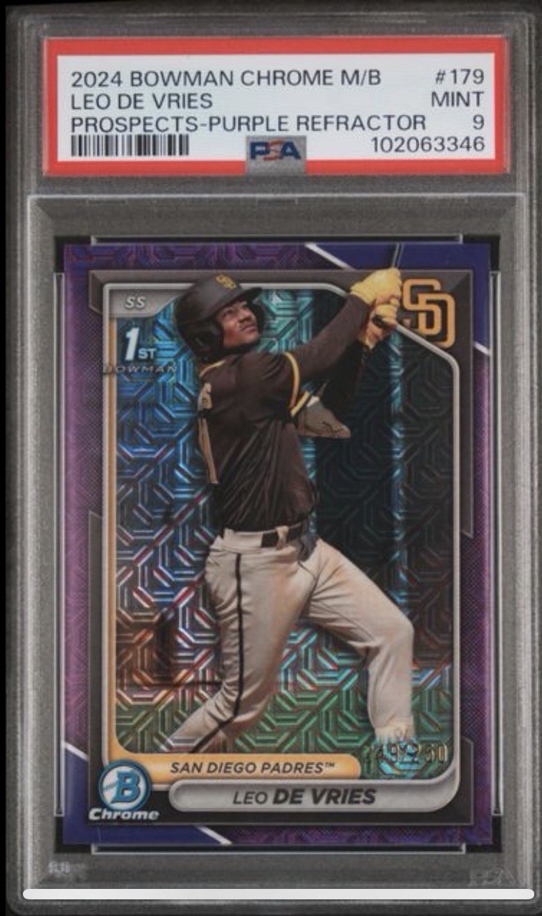 2024 Bowman Chrome - Prospects Leo De Vries #BCP-179 Purple Refractor /250 (RC)