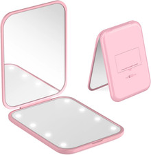 Specchio Portatile Con Luce LED per Viaggio, Specchietto Da Borsetta Con Ingrand