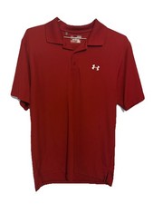 Under Armour Men s Heat Gear Loose Fit Red Golf Athletic Polo Shirt Medium NWOT