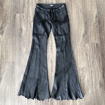 パンツ 00s L.G.B. LGB YADNI SARROUEL pants y2k LGB Le grand bleu Japan Western Tassel Soft Leather Flare 2000s