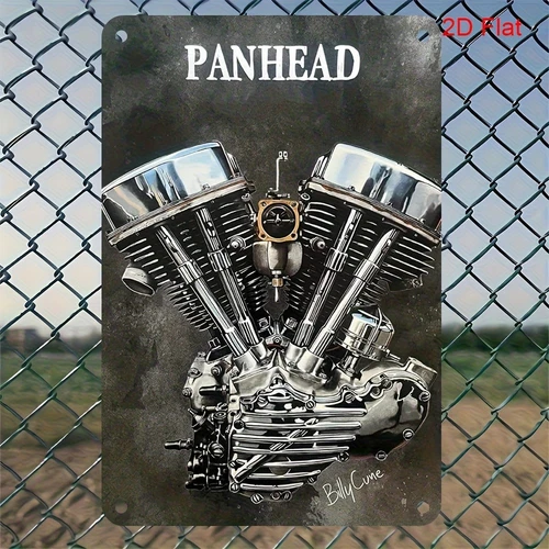 2D Flat - [2D Flat] Vintage Panhead Motorcycle Tin Metal Signs  8.0inch x 12.