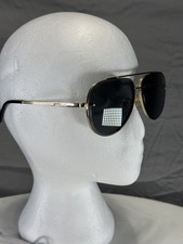 Gold Tone Metal Aviator Style Sunglasses Dark Lenses New w/ Pouch