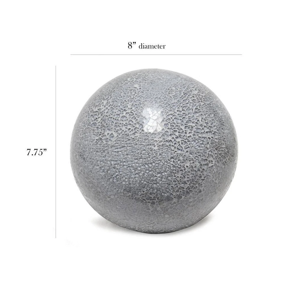 Simple Designs 7.75 in. 1-Light Gray Mosaic Stone Ball Table Lamp - Image 2 of 4