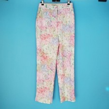 H M Trousers Women's Size 4 Light Floral Cropped High Rise