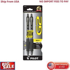 Pilot G2 Premium Gel Pens, Black Pens, Bold Point 1 mm, 2 Black New
