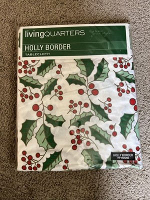 Living Quarters Holley Border 70  Round Tablecloth 100% Cotton