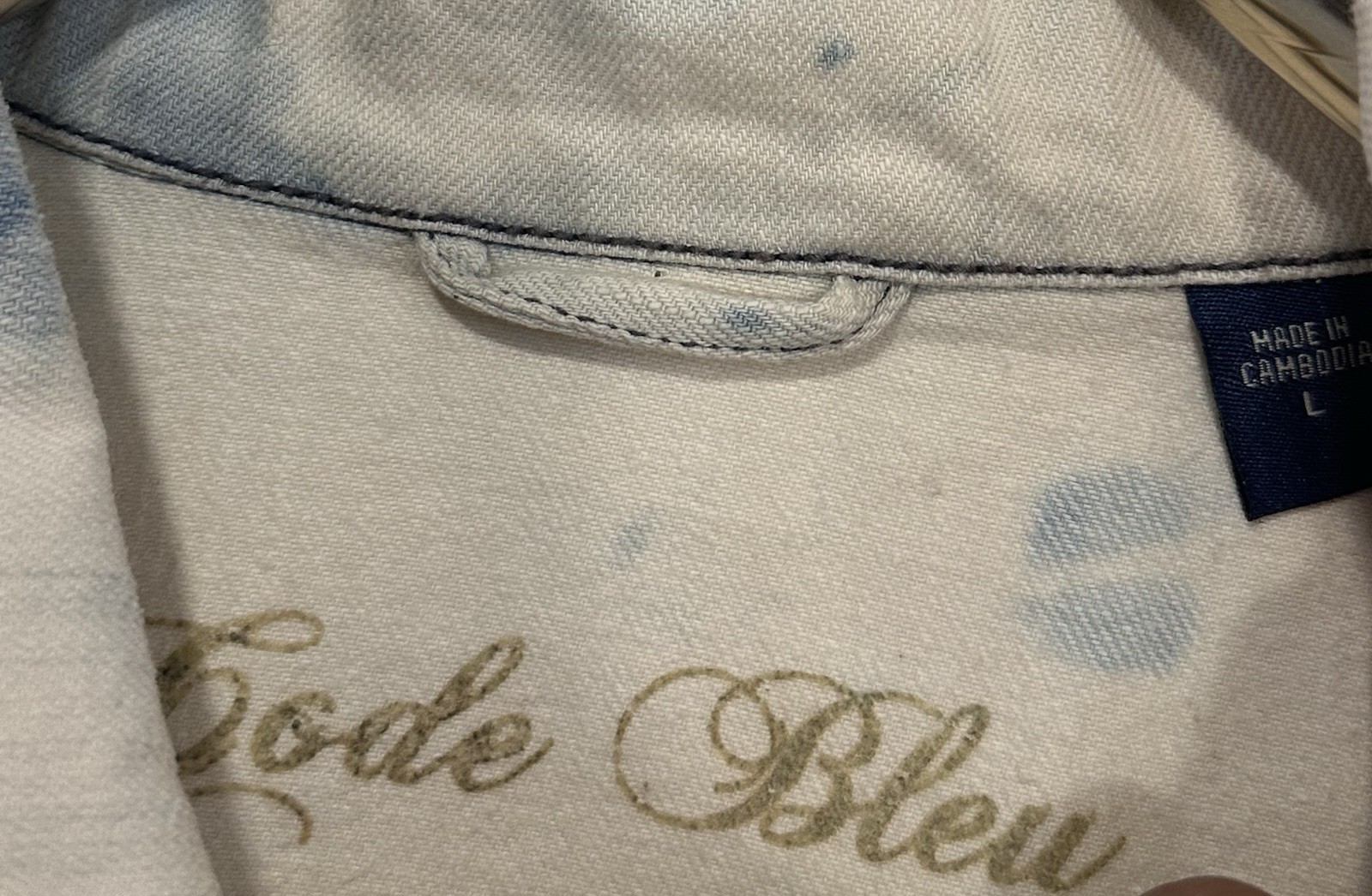 Code Bleu Denim Jacket Custom Ku Jayhawks Size L - image 4