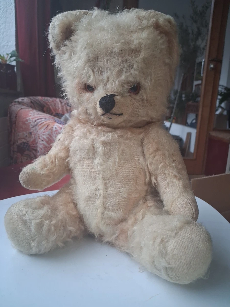 Peluche Ours Vintage Beige 38 Cm – Doudou Nounours Assez Lourd, état Impeccable