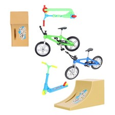 2 Sets Mini Desk Competition Game Skateboard Ramp Finger Scooter Kit