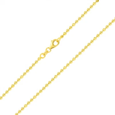 10K or Jaune 2mm Diamant Lune Coupe Perle Chaîne de Boules Hommes Femmes 61cm - Photo 1/4