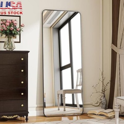 Full Length Mirror 56''x21'' Rounded Corner Floor Mirror Standing Hanging Bedroom