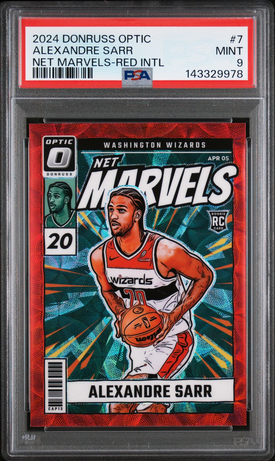 2024 PANINI DONRUSS OPTIC NET MARVELS RED INTERNATIONAL #7 ALEXANDRE SARR PSA 9