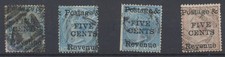 Ceylon Stamps 1885 SG155;156 (x2);158 used CV £59