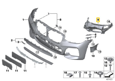 BMW X3 X4 Nebelscheinwerfer links Träger Original 51118064595