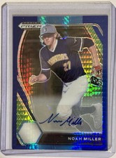 2021 Panini Prizm Draft Picks Auto Noah Miller #PDP36 Blue Hyper Minnesota Twins