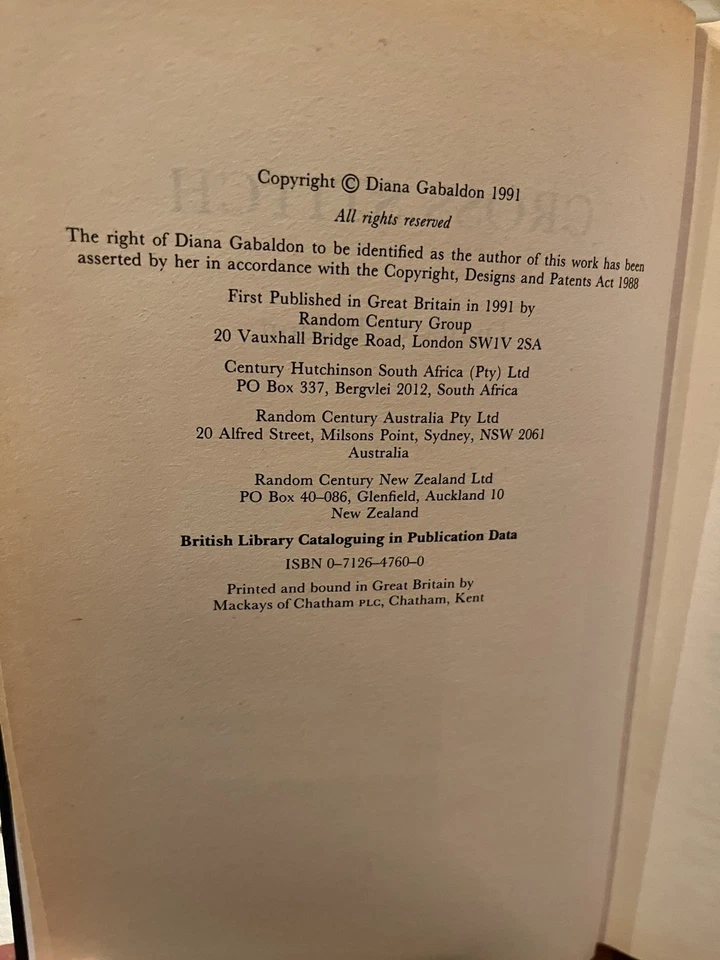 Diana Gabaldon Flat Signed Cross Stitch 1 of 2000 (Outlander Book One, 1991 UK) - image 3 of 4