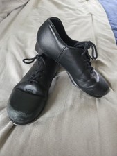 Capezio Tele Tone Lace-up Black Tap Shoes, Girls Size 13.5