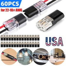 60 PCS Double-Wire Plug-in Cable Snap Connector Terminal Block w/ Locking Buckle