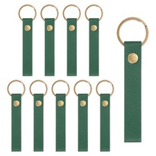 10 Pcs PU Leather Laser Engraving Keychain Blanks Green, 4.5" x 0.6" 