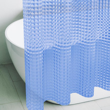 Navy Blue 3D Crystal Plastic Shower Curtain Liner, 72x72 Inch Thin Lightweight P