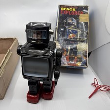 VINTAGE 1960S HORIKAWA SPACE EXPLORER 12" TIN ROBOT TOY COMPLETE WITHBOX JAPAN