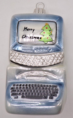 Vintage Krebs Glas Lauscha Personal Computer Christmas Ornament 4''