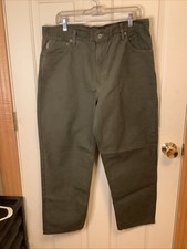 Carhartt B72 MOS 38x30 Canvas Carpenter Work Pants Green Made In USA