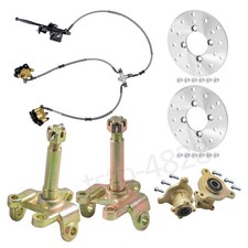 Go Kart Front Steering Knuckle Spindle Wheel Hub Brake Caliper Disc Rotors Assy