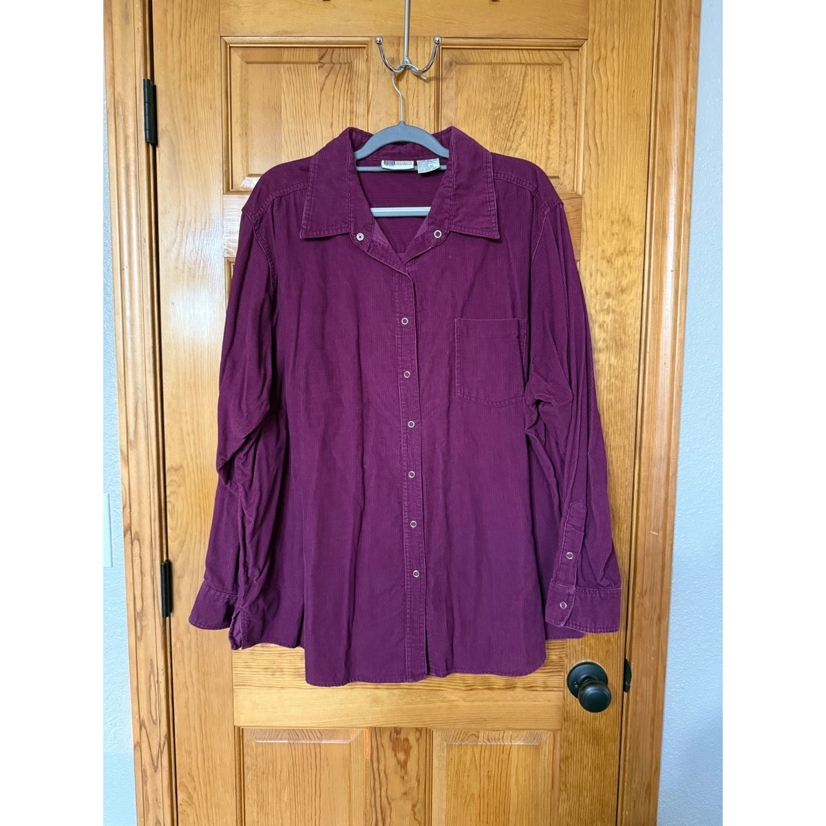 Top/Blouse Femme Plus Size Faded Glory - Rouge Velours Côtelé - Taille 28W - Occasion Très Bon État