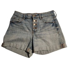 Old Navy Shorts High Rise Secret Slim Pockets Denim Jean Button Fly Cuffed Sz 2