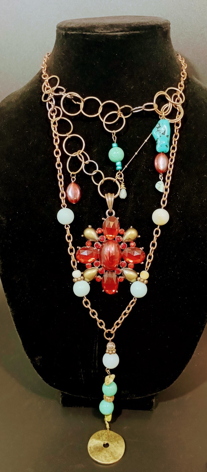 Layer Bohemian Charm Statement Necklace Artisan R… - image 1