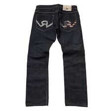 People Vs West Denim Jeans Selvedge Embroidered Americana USA Made 30x28 Hemmed
