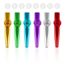 6 Metal Kazoos 8 Spare Diaphragms Musical Instrument Set Kids Adults Party Fun