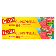 Glad Cling ‘N Seal Clear Plastic Food Wrap 400 sq. ft./roll, 2 rolls